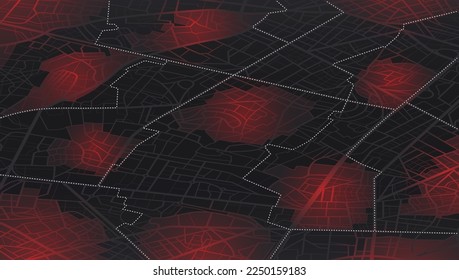 Isometric closed area, district, road. Gps map navigation to own house. Detailed view of city. Decorative graphic tourist map. Abstract background. Flat style, Vector, illustration isolated.