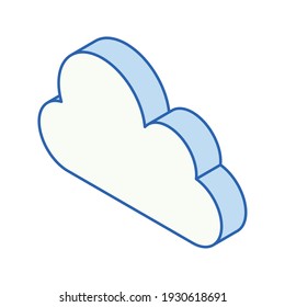isometric cloud computing social icon