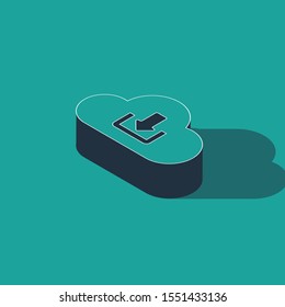 Isometric Cloud download icon isolated on green background.  Vector Illustration
