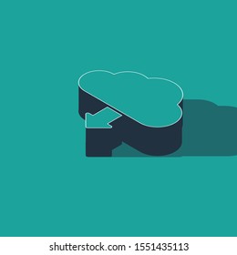 Isometric Cloud download icon isolated on green background.  Vector Illustration