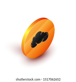Isometric Cloud icon isolated on white background. Orange circle button. Vector Illustration