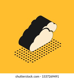 Isometric Cloud icon isolated on yellow background.  Vector Illustration