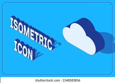 Isometric Cloud icon isolated on blue background.  Vector Illustration