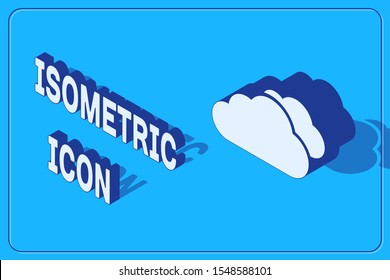 Isometric Cloud icon isolated on blue background.  Vector Illustration