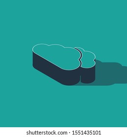 Isometric Cloud icon isolated on green background.  Vector Illustration