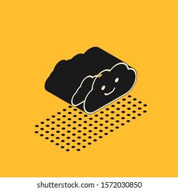 Isometric Cloud icon isolated on yellow background.  Vector Illustration