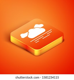Isometric Cloud icon isolated on orange background.  Vector Illustration