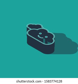 Isometric Cloud icon isolated on green background.  Vector Illustration