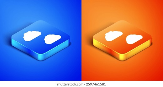 Isometric Cloud icon isolated on blue and orange background. Square button. Vector - Powered by Shutterstock - Get 15% off with code: PIKWIZARD15