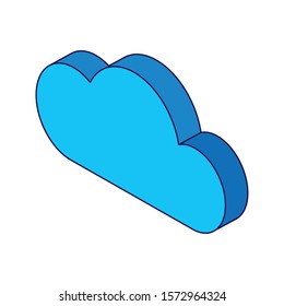 isometric cloud icon over white background, vector illustration