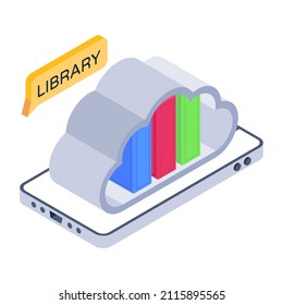 Isometric cloud library icon design 


