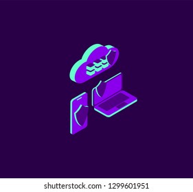 isometric cloud server illustration. cloud netwotk server vector illustration concept , can use for, landing page vector