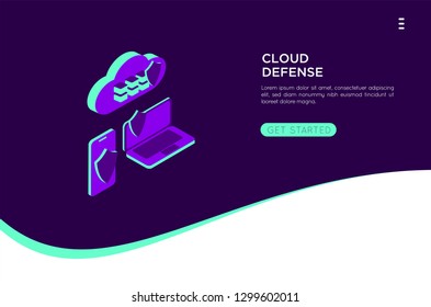 isometric cloud server illustration. cloud netwotk server vector illustration concept , can use for, landing page vector