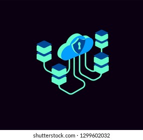 isometric cloud server illustration. cloud netwotk server vector illustration concept , can use for, landing page vector