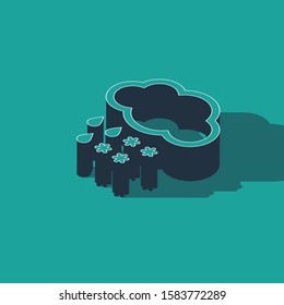 Isometric Cloud with snow and rain icon isolated on green background. Weather icon.  Vector Illustration