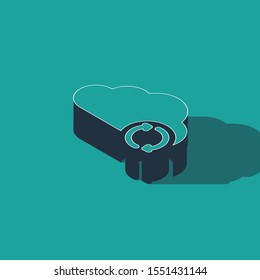 Isometric Cloud sync refresh icon isolated on green background. Cloud and arrows.  Vector Illustration