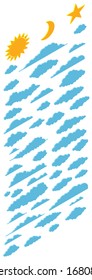 Isometric clouds sun moon and star