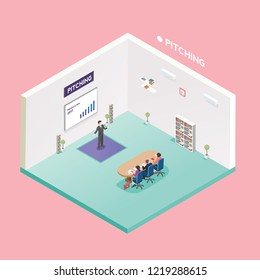 Isometric Co working Pitching