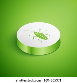 Isometric Cockroach icon isolated on green background. White circle button. Vector Illustration