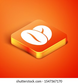 Isometric Coffee beans icon isolated on orange background.  Vector Illustration