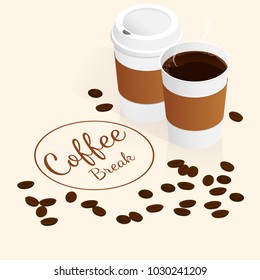 isometric coffee break vector
