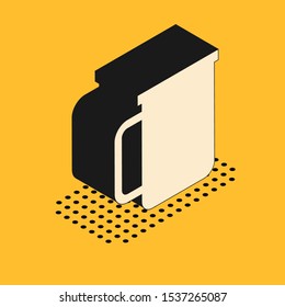 Isometric Coffee cup flat icon isolated on yellow background. Tea cup. Hot drink coffee.  Vector Illustration