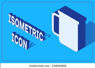 Isometric Coffee cup flat icon isolated on blue background. Tea cup. Hot drink coffee.  Vector Illustration