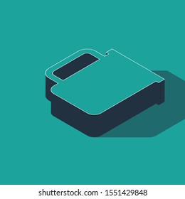 Isometric Coffee cup flat icon isolated on green background. Tea cup. Hot drink coffee.  Vector Illustration