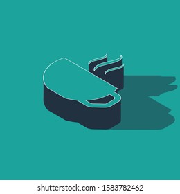 Isometric Coffee cup flat icon isolated on green background. Tea cup. Hot drink coffee.  Vector Illustration