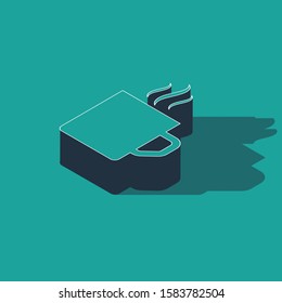 Isometric Coffee cup flat icon isolated on green background. Tea cup. Hot drink coffee.  Vector Illustration