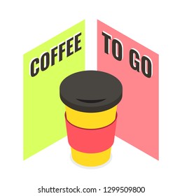 Isometric coffee cup. Vector illustration.