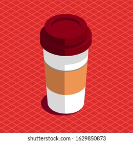 isometric coffee cup vector illustration
