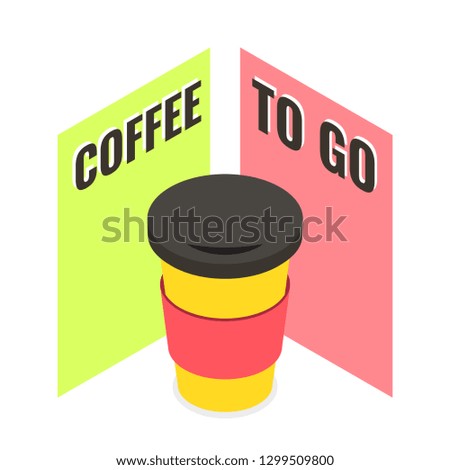 Isometric coffee cup. Vector illustration.
