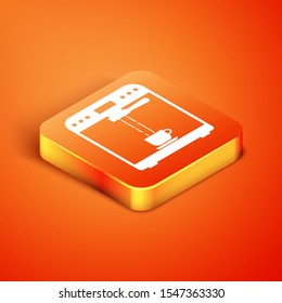 Isometric Coffee machine and coffee cup icon isolated on orange background.  Vector Illustration