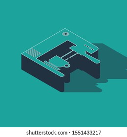 Isometric Coffee machine and coffee cup icon isolated on green background.  Vector Illustration