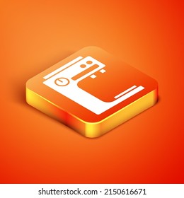 Isometric Coffee machine icon isolated on orange background. Vector