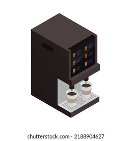 Isometric Coffee Machine With Two Paper Cups 3d Vector Illustration