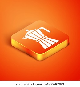 Isometric Coffee maker moca pot icon isolated on orange background.  Vector