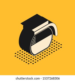 Isometric Coffee pot icon isolated on yellow background.  Vector Illustration