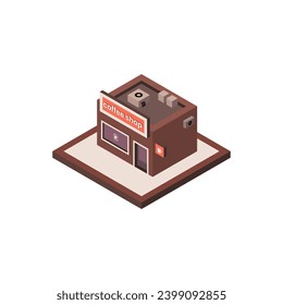 Isometric coffee shop vector ilustración aislada en fondo blanco.