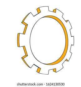 Isometric cog wheel model. Precision machinery concept. Technology and engineering
