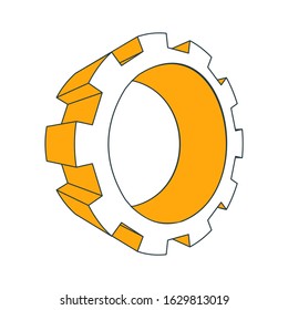 Isometric cog wheel model. Precision machinery concept. Technology and engineering