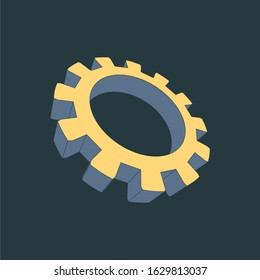 Isometric cog wheel model. Precision machinery concept. Technology and engineering