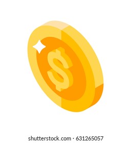 Isometric coin icon.