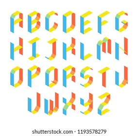 Isometric color capital letters of the Latin alphabet