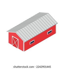 Isometric color farm barn icon on white background 3d vector illustration