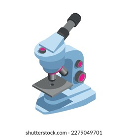 Icono de microscopio de color isométrico sobre fondo blanco Ilustración vectorial 3d