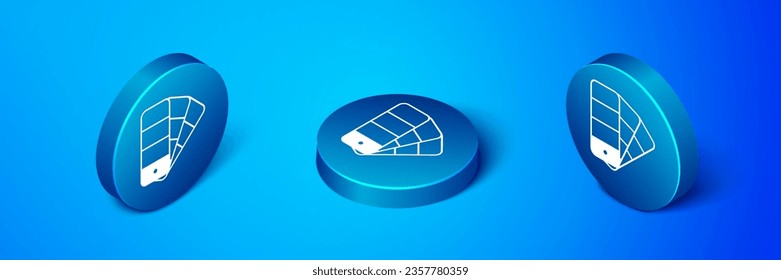 Isometric Color palette guide icon isolated on blue background. Blue circle button. Vector