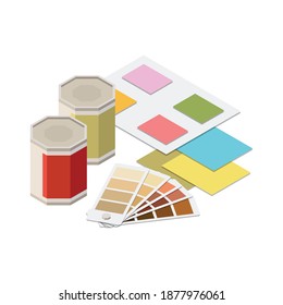 Isometric color palette samples for architect or designer work 3d vector illustration