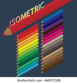 Isometric color pencils set.